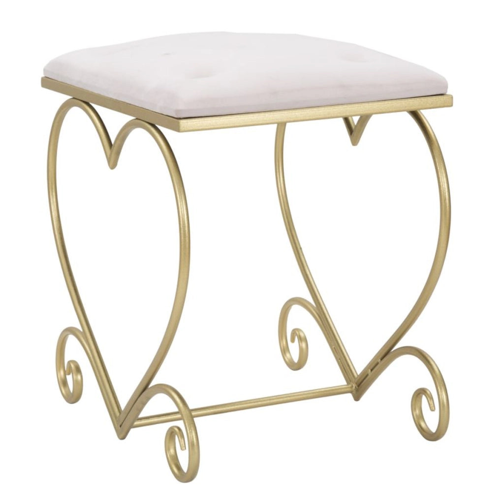 Sgabello Basso Cuore 16, Oro, Metallo, 50x37,5x51,5 cm