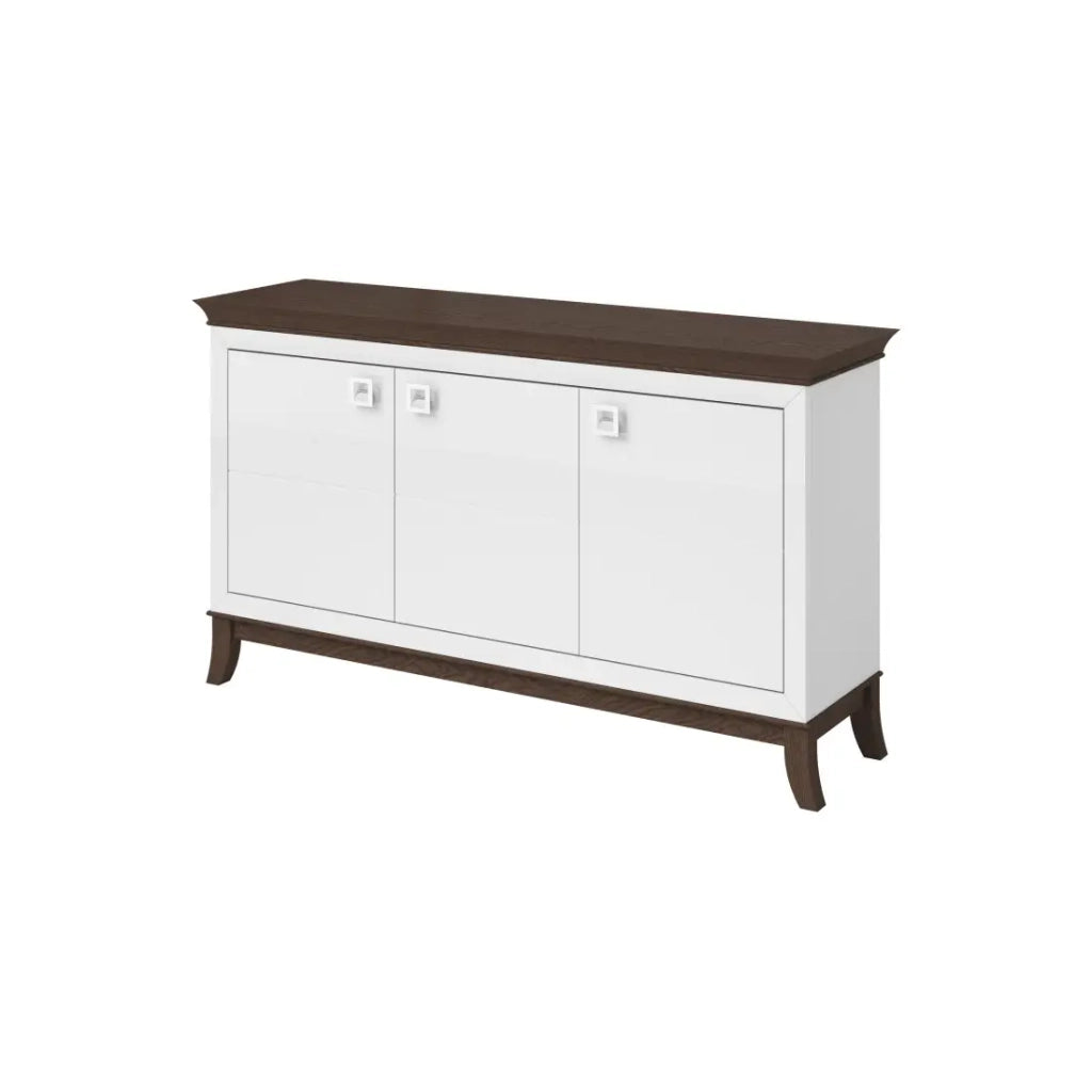 Buffet design 160cm per soggiorno colore bianco e rovere scuro, collezione PALACE.