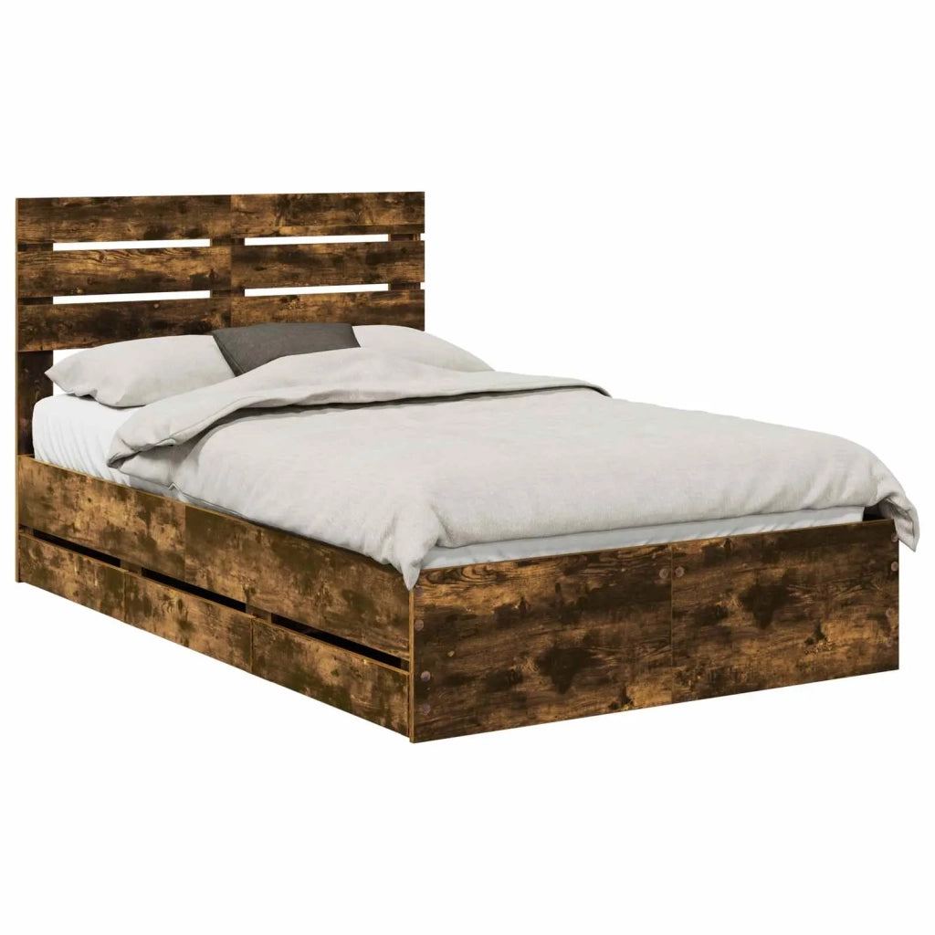 Struttura del letto con cassetto Rovere fumé 120 x 190 cm 3411522