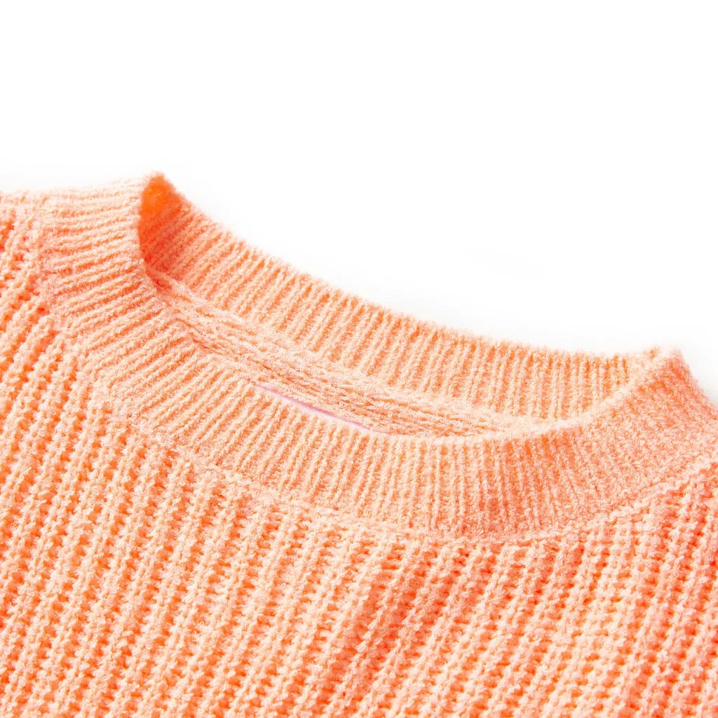Maglione da Bambina Lavorato a Mano Arancione Brillante 140