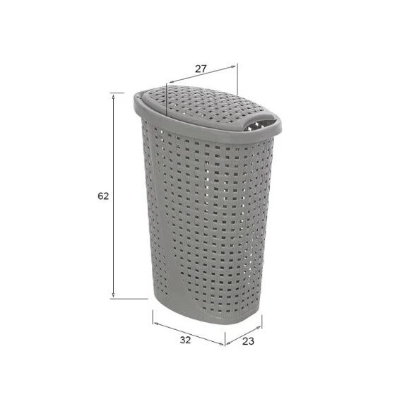 PORTABIANCHERIA SLIM 32X42XH62CM 45L GRIGIA.