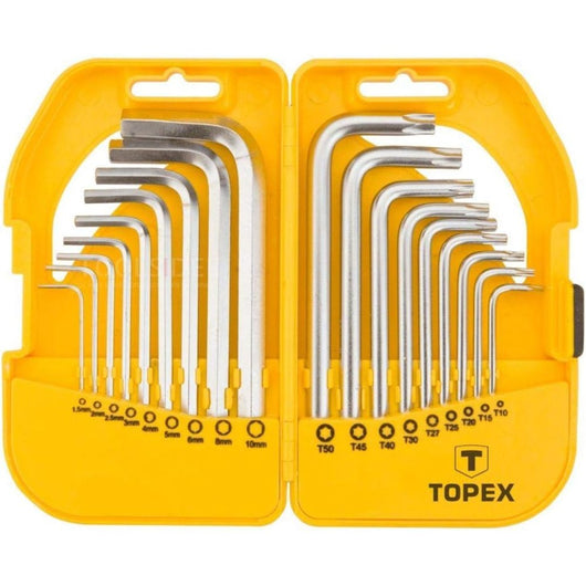 Topex 35d952 set chiavi crv 18 p pezzi corte esagonali: 1,5 2 ds