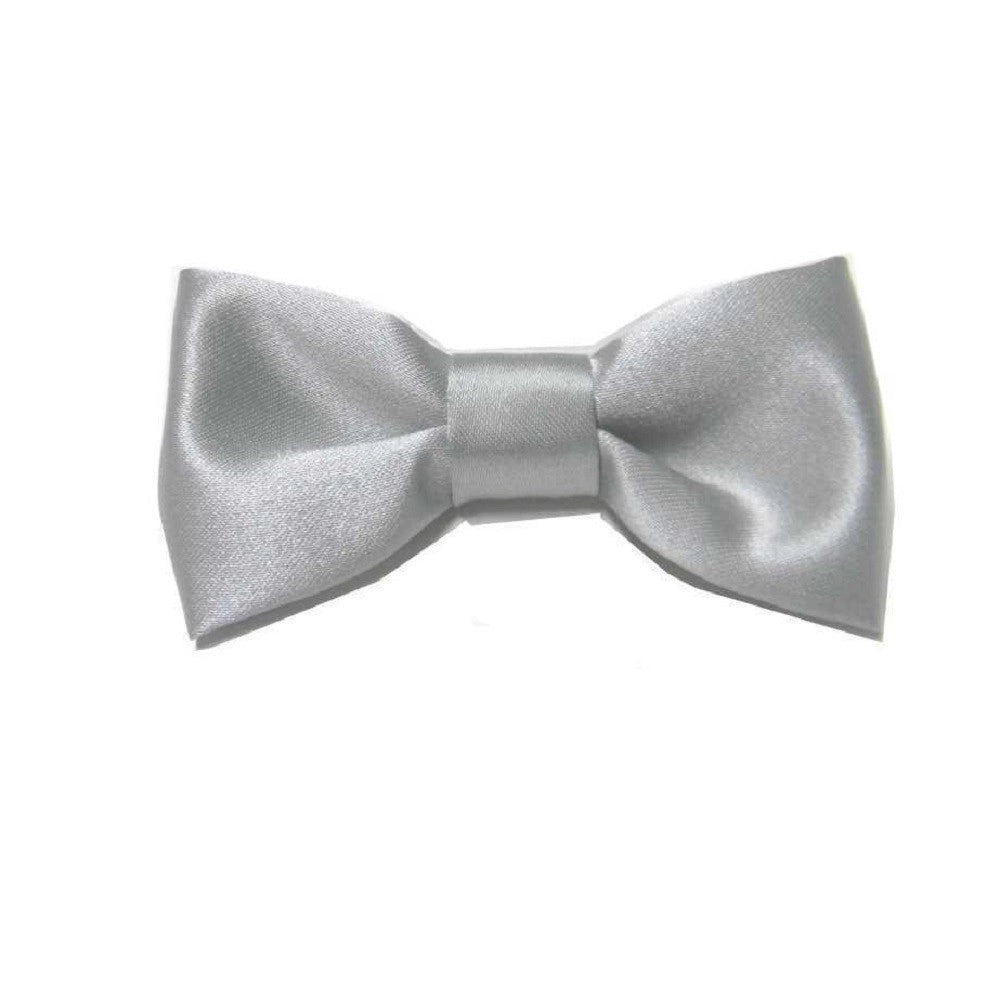 Trade Shop - Papillon Cravattino Bambino Seta Raso Bimbo Farfalla Per Cerimonie Vari Colori - Grigio Argento