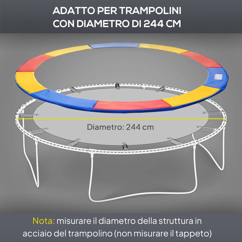 Copertura Imbottita Bordo Trampolino, Protezione per Tappeto Elastico Giaridno in Plastica, ?244cm, Multicolore