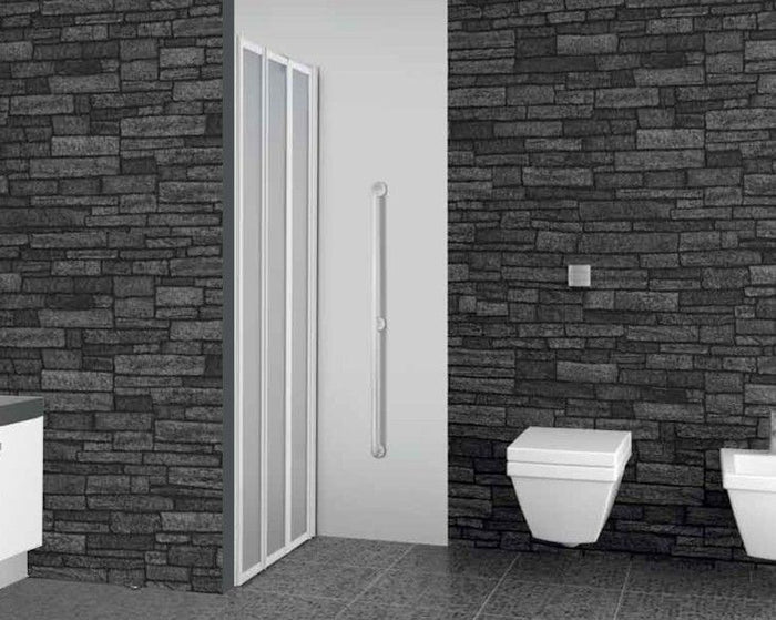 Box Porta Doccia in Acrilico - 1 lato, Apertura a Libro Scomparsa Senza Guide Reversibile - Misura: 98/100 x h185 cm 