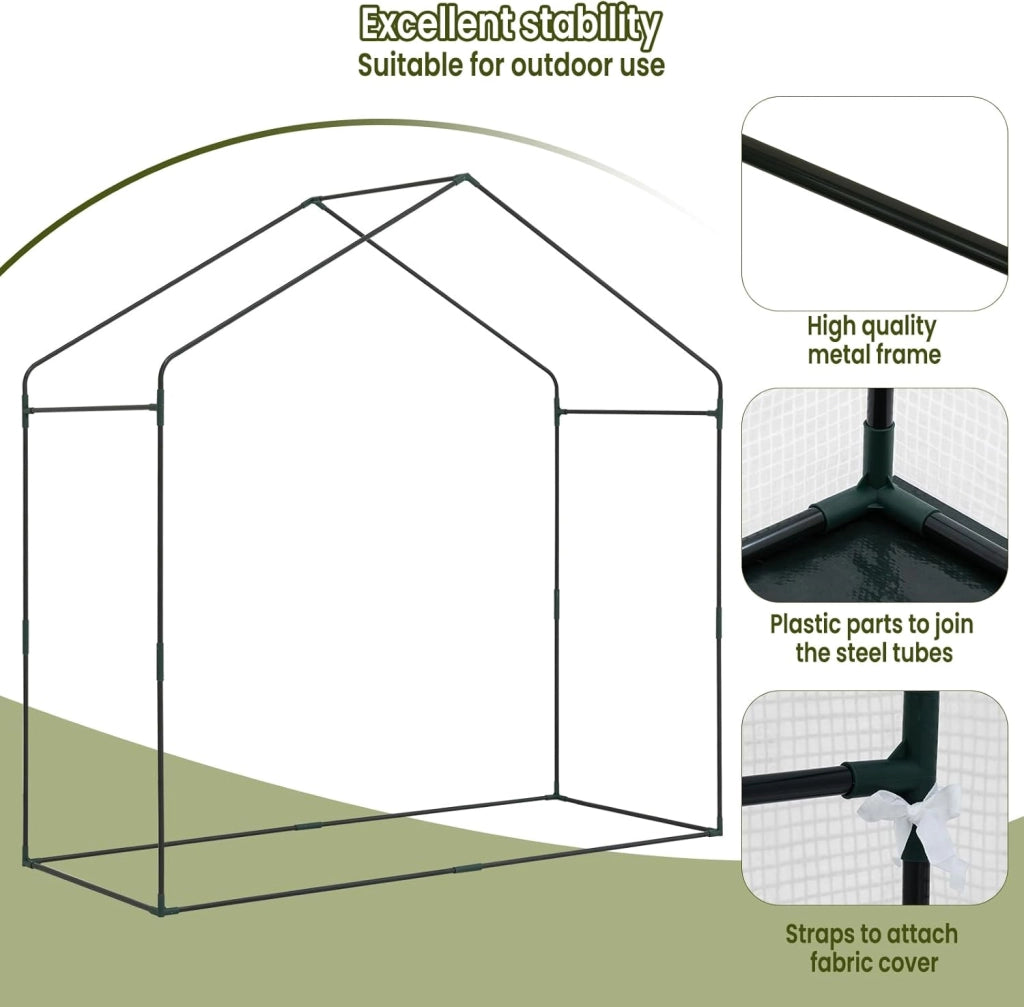 Serra da Giardino con Porte Avvolgibili, Serra da Balcone con Base in tessuto PE nero, Telo per Serra in Rete PE 140g/m2, Serra per Piante Impermeabile, 4 Picchetti, 200x80x200cm, Bianco