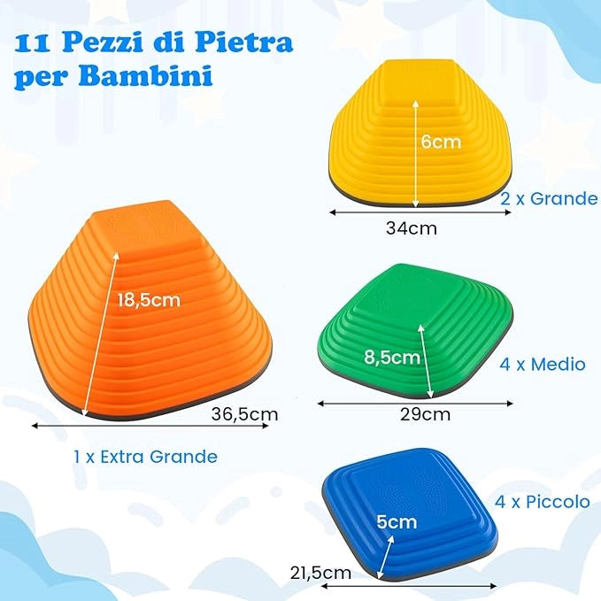 Pietre di Bilanciamento per Bambini 3+ Anni, Pietre Impilabili Antiscivolo da Interno/Esterno, Stepping Stones per Promuove la Coordinazione dell'Equilibrio e la Forza