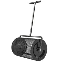 Spandiconcime da 75L in Metallo con Manico Regolabile a T e Maniglia Imbottita, 70x40x112 cm, Nero