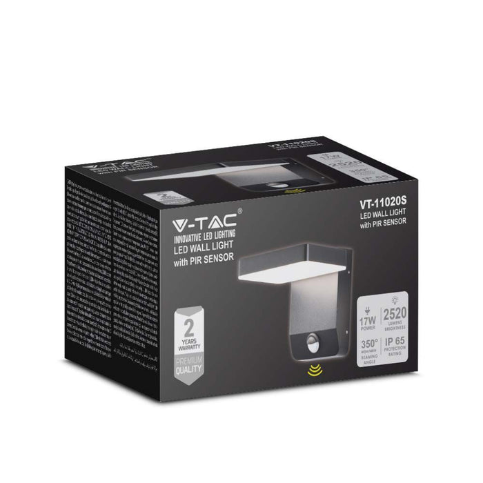 Luce a parete LED da 20 W con sensore 3000k Black Body Square, IP65