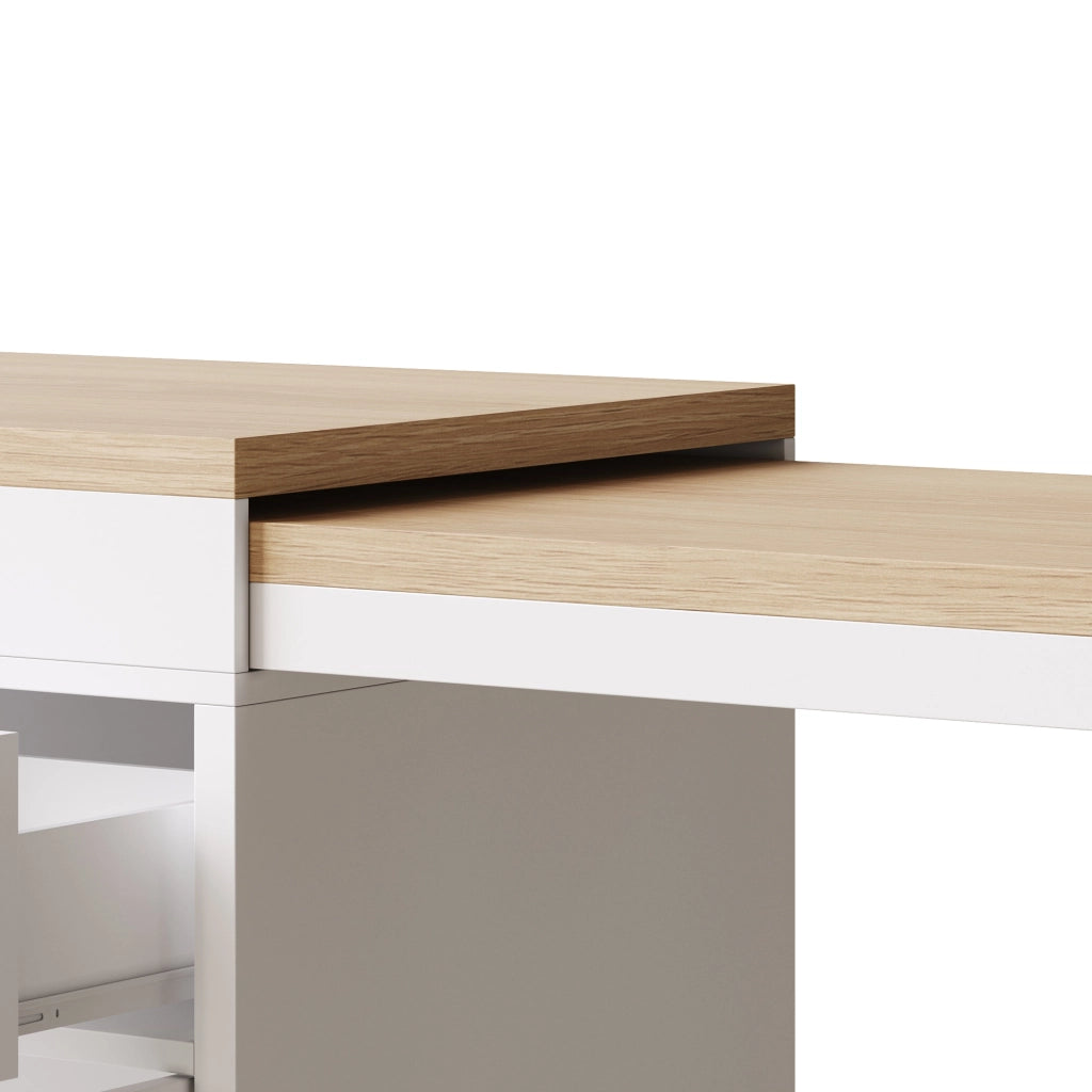 Mobile bar con 4 cassetti; ripiani regolabili e organizer girevole per cucina e soggiorno - bianco