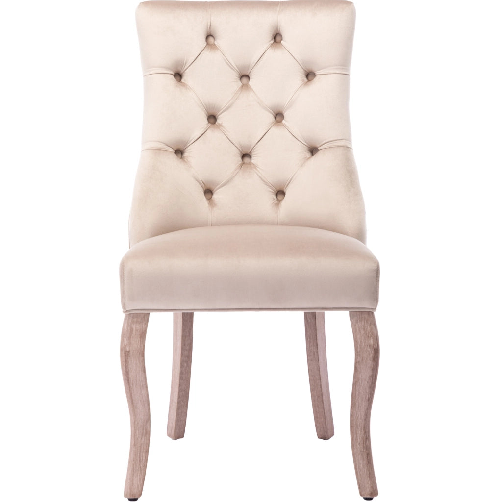 Sedia imbottita 97x51x47 cm con schienale ergonomico in velluto beige
