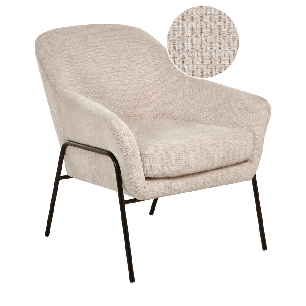 Poltrona beige con rivestimento in poliestere e struttura in metallo Moderno