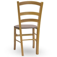 Sedia Venezia in legno noce chiaro con seduta in similpelle grigio tortora