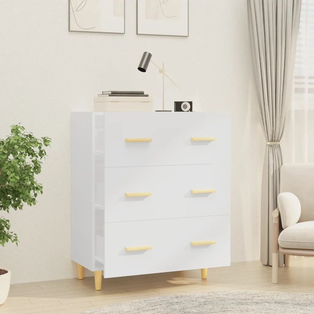 Credenza | Madia | Buffet da pranzo | Armadio da pranzo Bianca 70x34x90 cm in Legno Multistrato