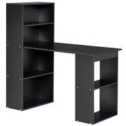 Scrivania PC in Legno con 6 Ripiani Portaoggetti Laterali, 120x55x120 cm, Nero