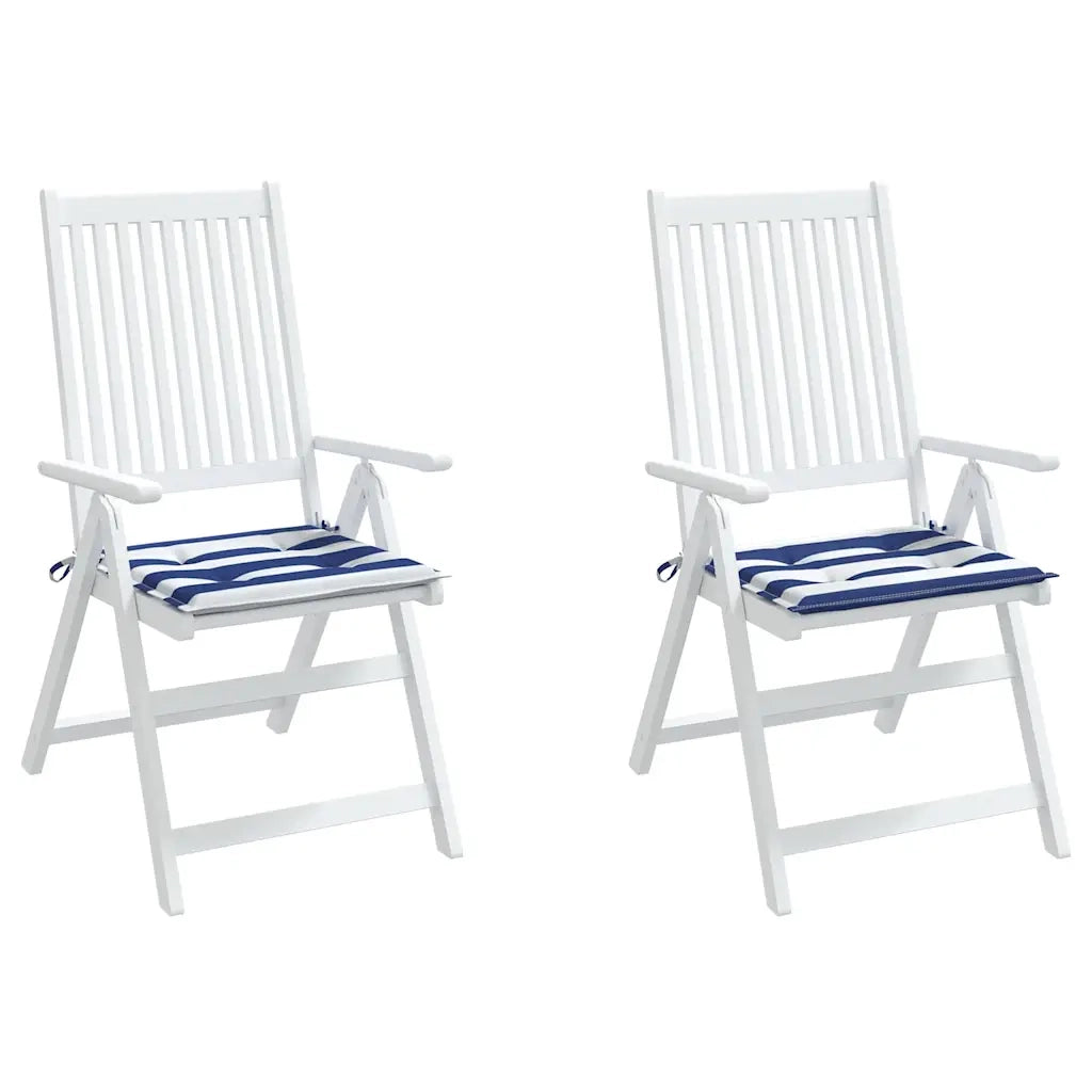 Cuscini per Sedia 2 pz Strisce Bianche e Blu 40x40x4 cm Tessuto 361011