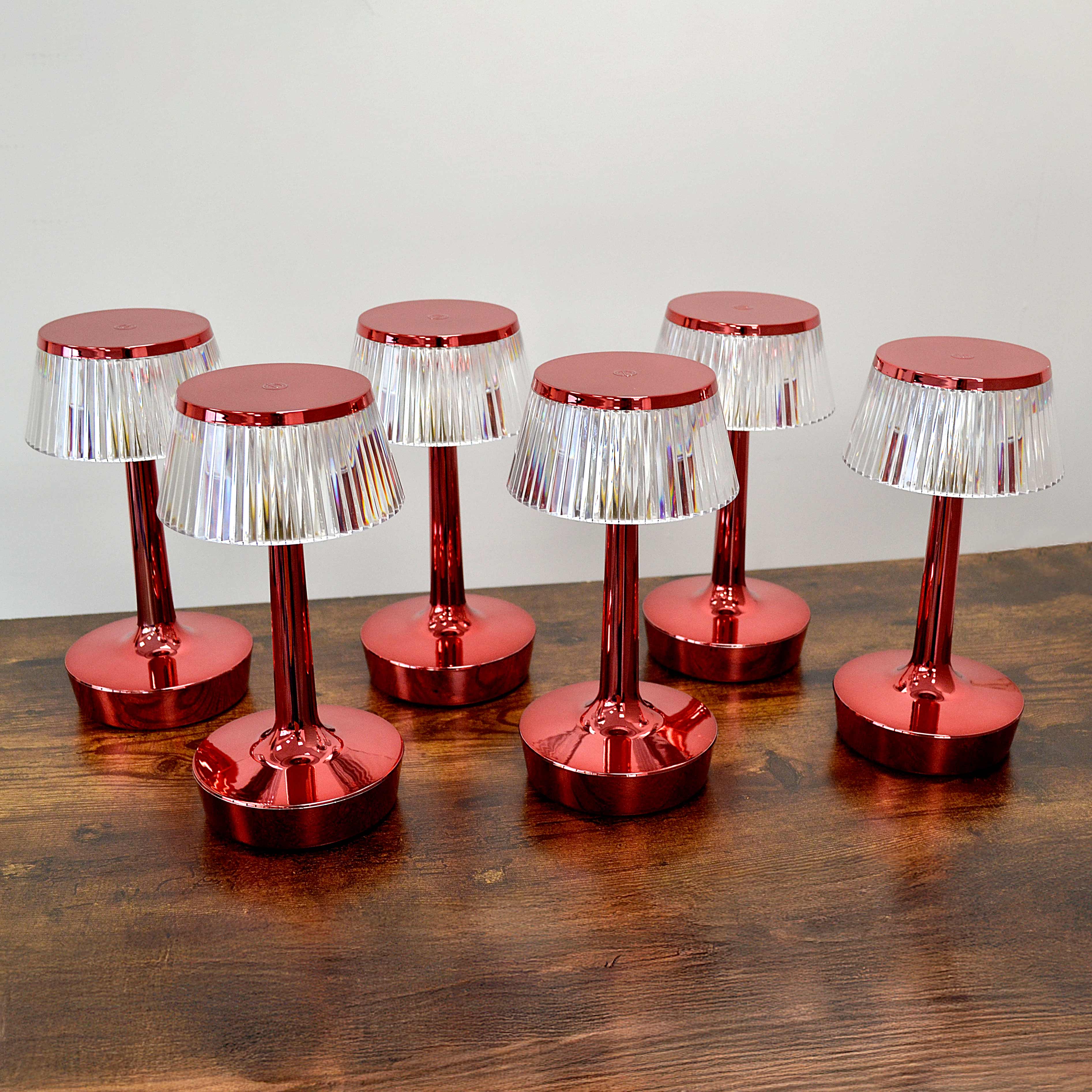 KIT6 Lampada da Tavolo a LED Ricaricabile JUN | rossa,  tre tonalità di illuminazione