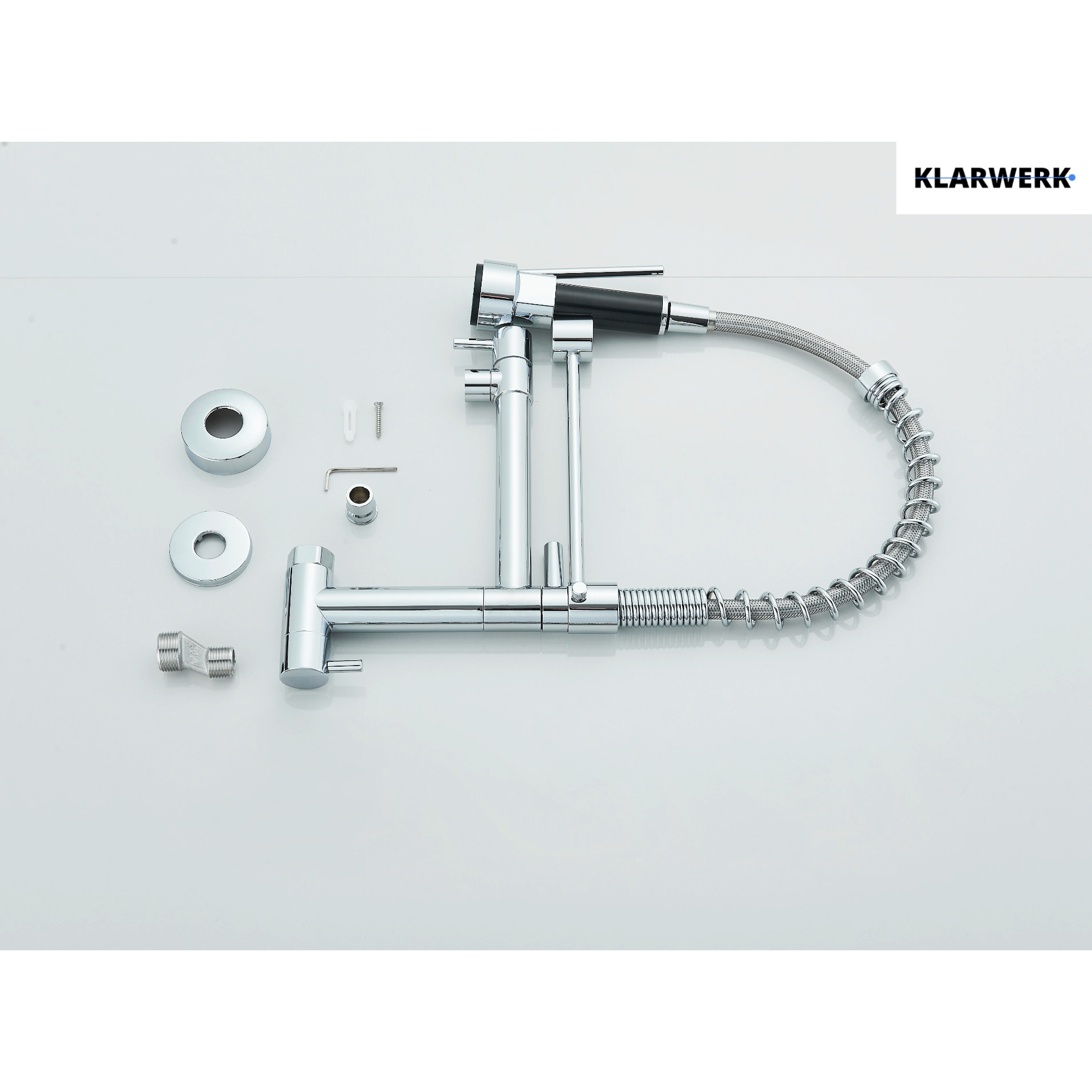 Björn |Gastronomia rubinetto acqua fredda monoforo a parete cromo|rubinetto cucina professionale acciaio inox due docce|lavello doppio ristorante