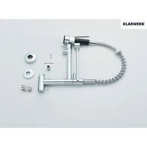 Björn |Gastronomia rubinetto acqua fredda monoforo a parete cromo|rubinetto cucina professionale acciaio inox due docce|lavello doppio ristorante