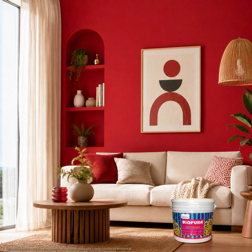 Popintenso palestra e decori interni pittura murale lavabile e coprente cromika *** formato 2.5 lt, colore- rosso mag...