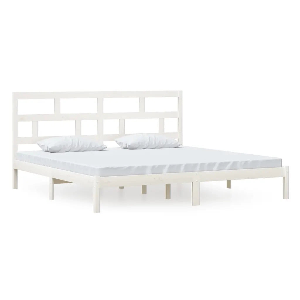 Giroletto-Struttura Letto Bianco in Legno Massello di Pino 200x200 cm 428075