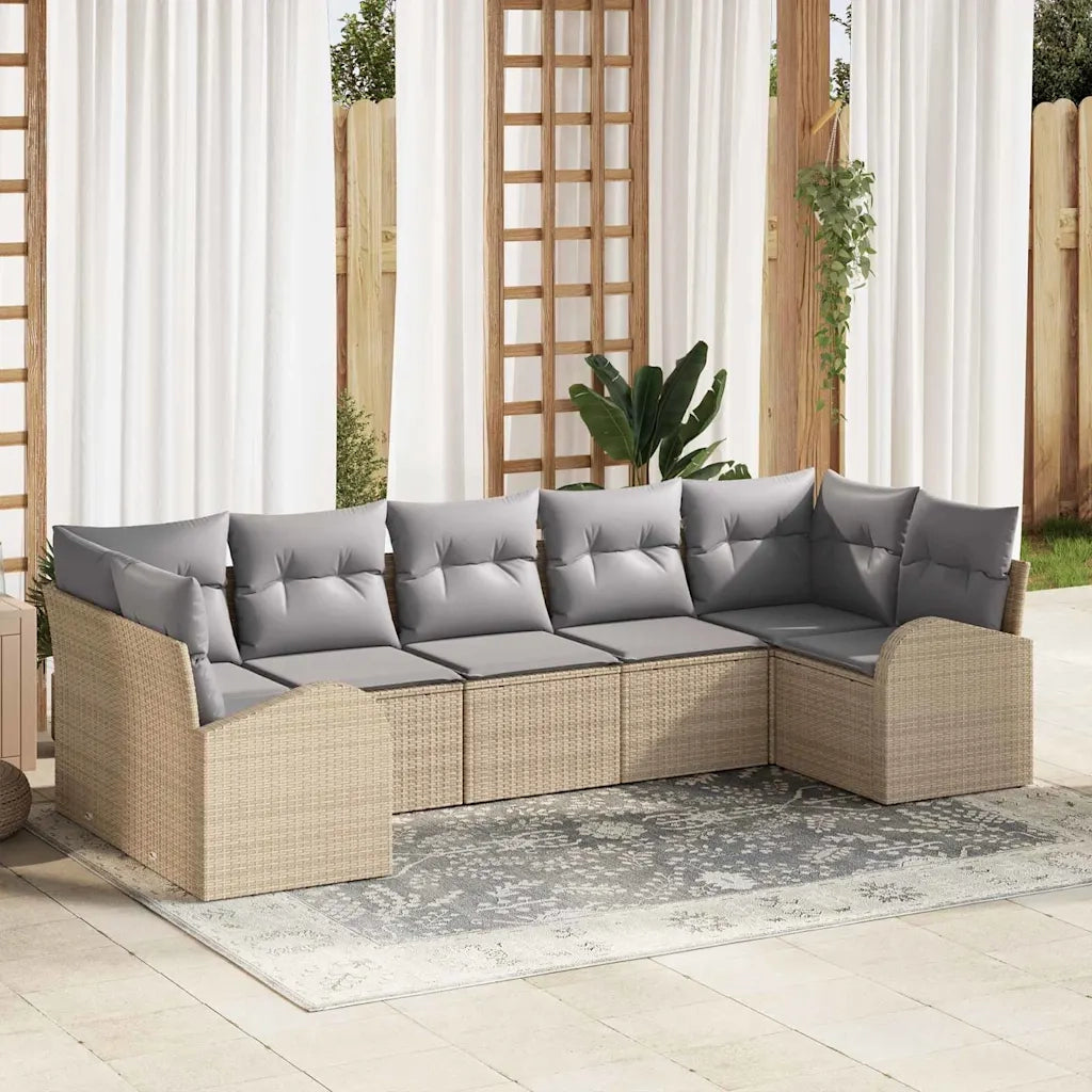 Set Divano da Giardino 7 pcs Beige e Grigio Chiaro polyrattan 3354859