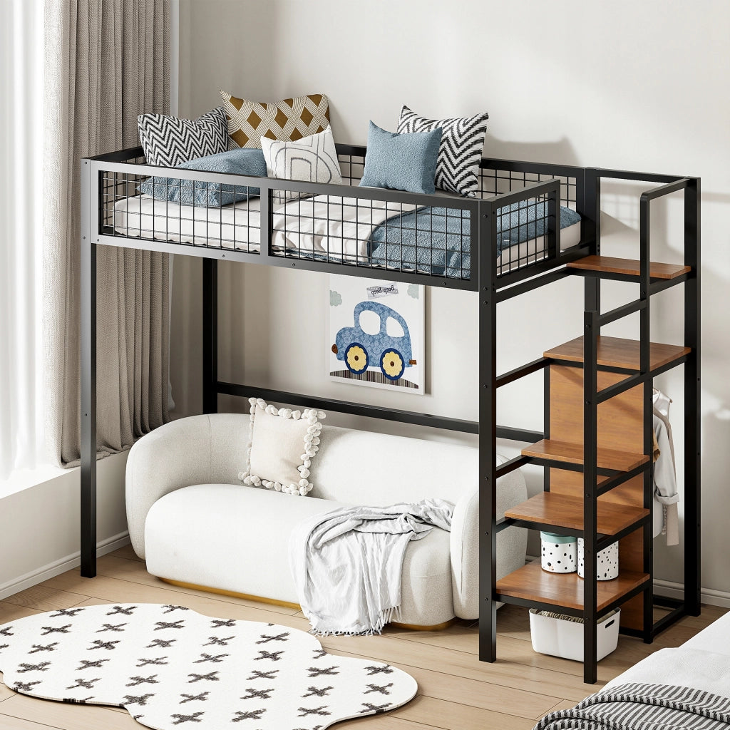 Letto a castello in metallo 90x200 cm - Xylo - Colore nero