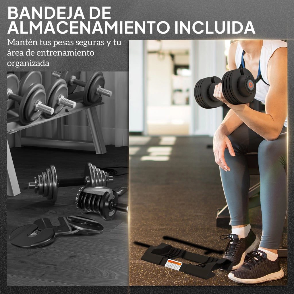 Set di manubri regolabili 20 kg ¨C zephmum ¨C 4 in 1, base di stoccaggio, impugnatura antiscivolo