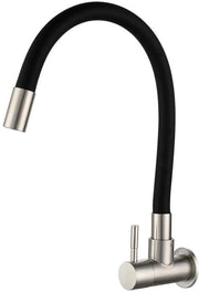 Cranio con Montaggio a Parete con Flessibile Uscita in Acciaio Inossidabile, Fitting per Acqua Fredda, Maniglione Singolo, Cucina, Fitting per Parete 360°, Cucina con Sintetico Slang Flexibile
