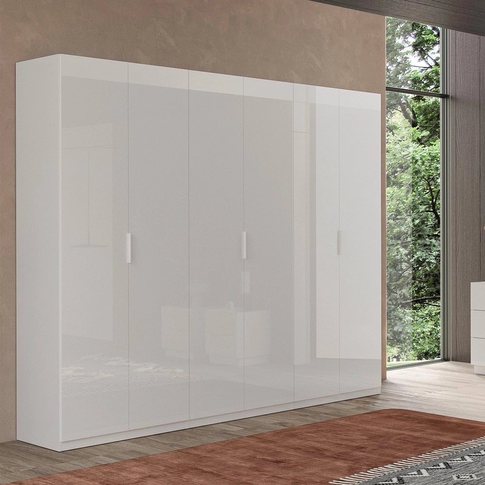 Armadio 6 ante bianco lucido Pavese 275x55x240h