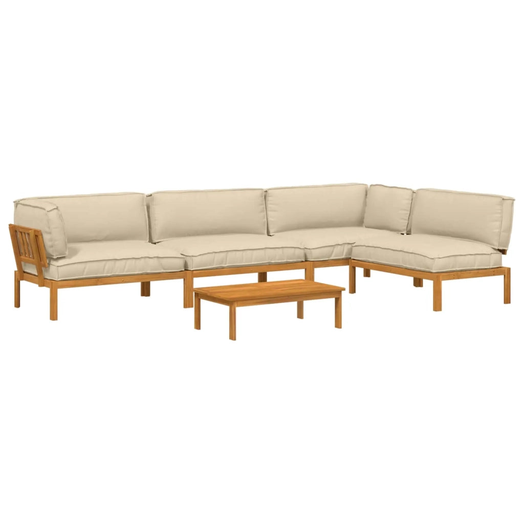 Set di divani con cuscino 5 pcs Beige Legno di Acacia Massello 3418577