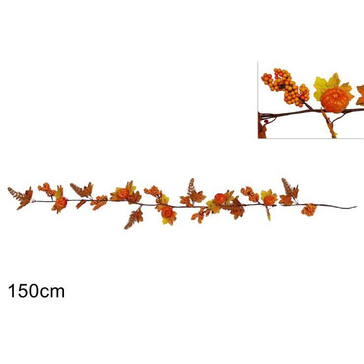 GHIRLANDA BACCHE E FOGLIE CON BACCHE LUNGO AUTUNNO 150 CM DI DUE ESSE