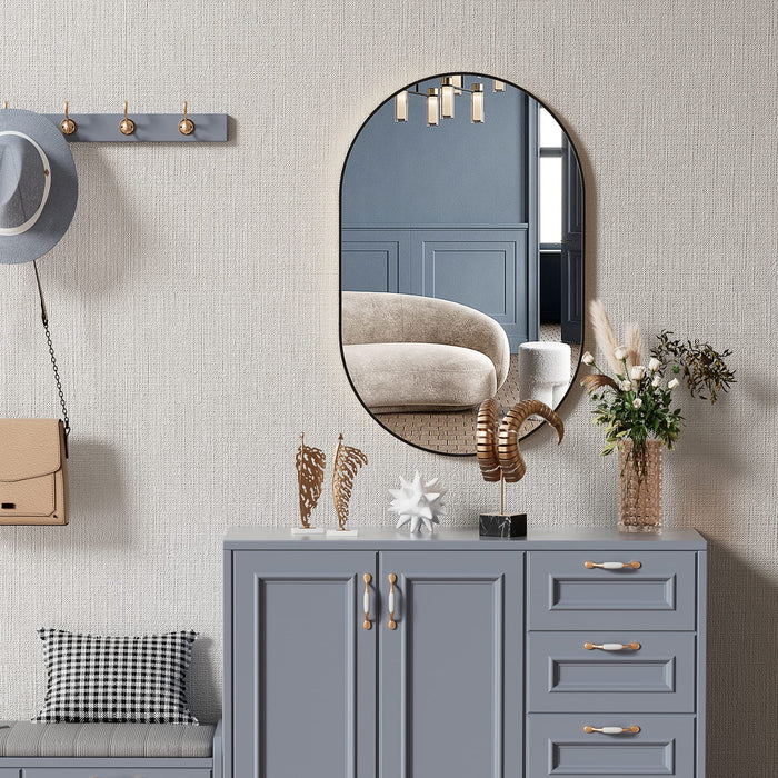 Valora SPECCHIO OVALE 80X40CM Cornice Nera Stile Loft