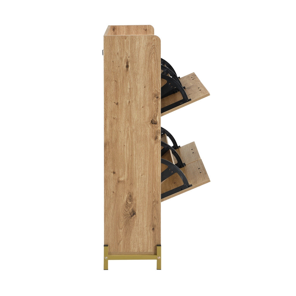 Scarpiera a Ribalta con 4 Ante e Piedini in Metallo; Stile Moderno; Ingresso; in MDF; Effetto Legno; 108;5×24×100 cm