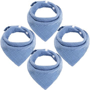 4 pacchetto di asciugamani per bambino a forma di triangolo blu, asciugamani a doppia faccia morbidi e assorbenti con 2 chiusure a pressione regolabili