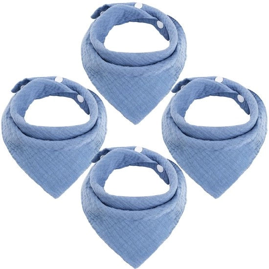 4 pacchetto di asciugamani per bambino a forma di triangolo blu, asciugamani a doppia faccia morbidi e assorbenti con 2 chiusure a pressione regolabili