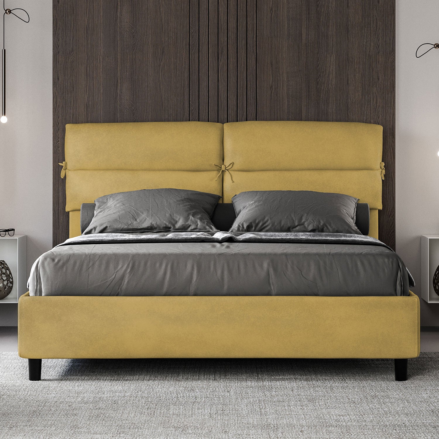 Letto Matrimoniale 160x200 cm Senza Rete Nandy Ocra