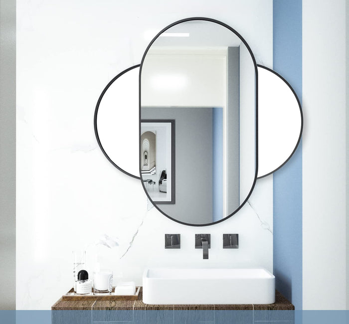Valora SPECCHIO OVALE 80X40CM Cornice Nera Stile Loft
