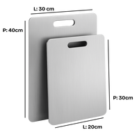 ZOIMANIA - Set 2 Taglieri in Acciaio Inox AISI 304 - Spessore 15/10 (1,5 mm) - Misure: 20x30cm + 30x40cm - Satinato Antigraffio - Bifacciali - Lavabili in Lavastoviglie