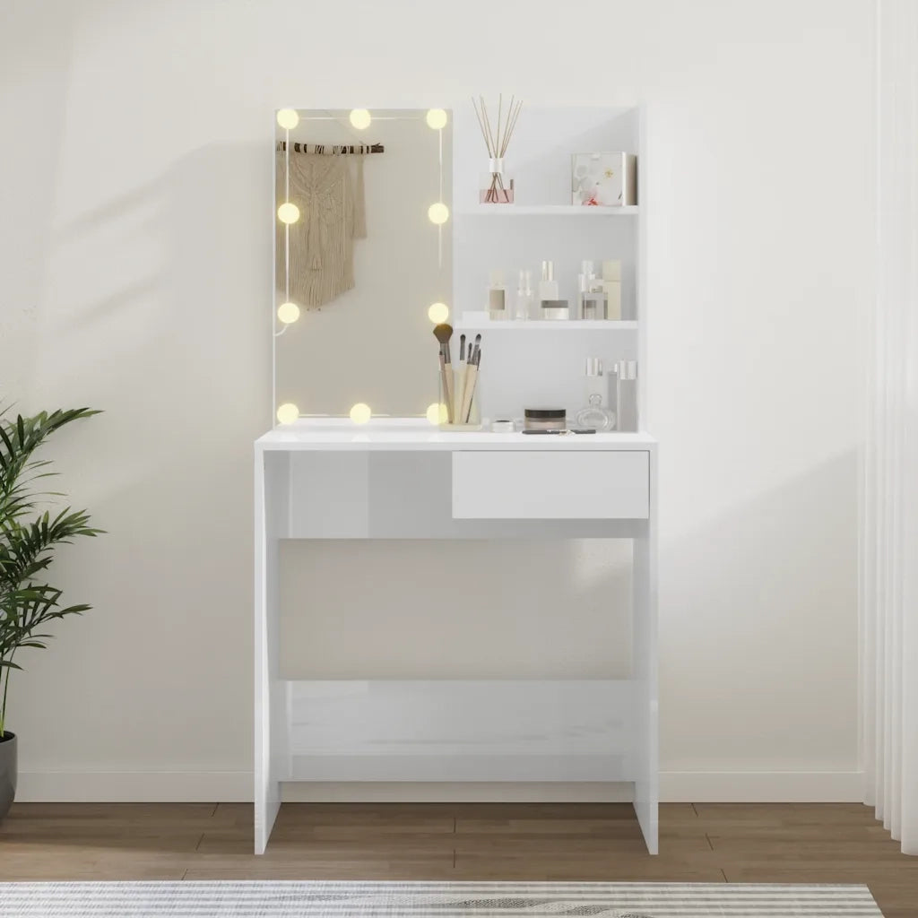 Toeletta con LED Bianco Lucido 74,5x40x141 cm cod mxl 66176