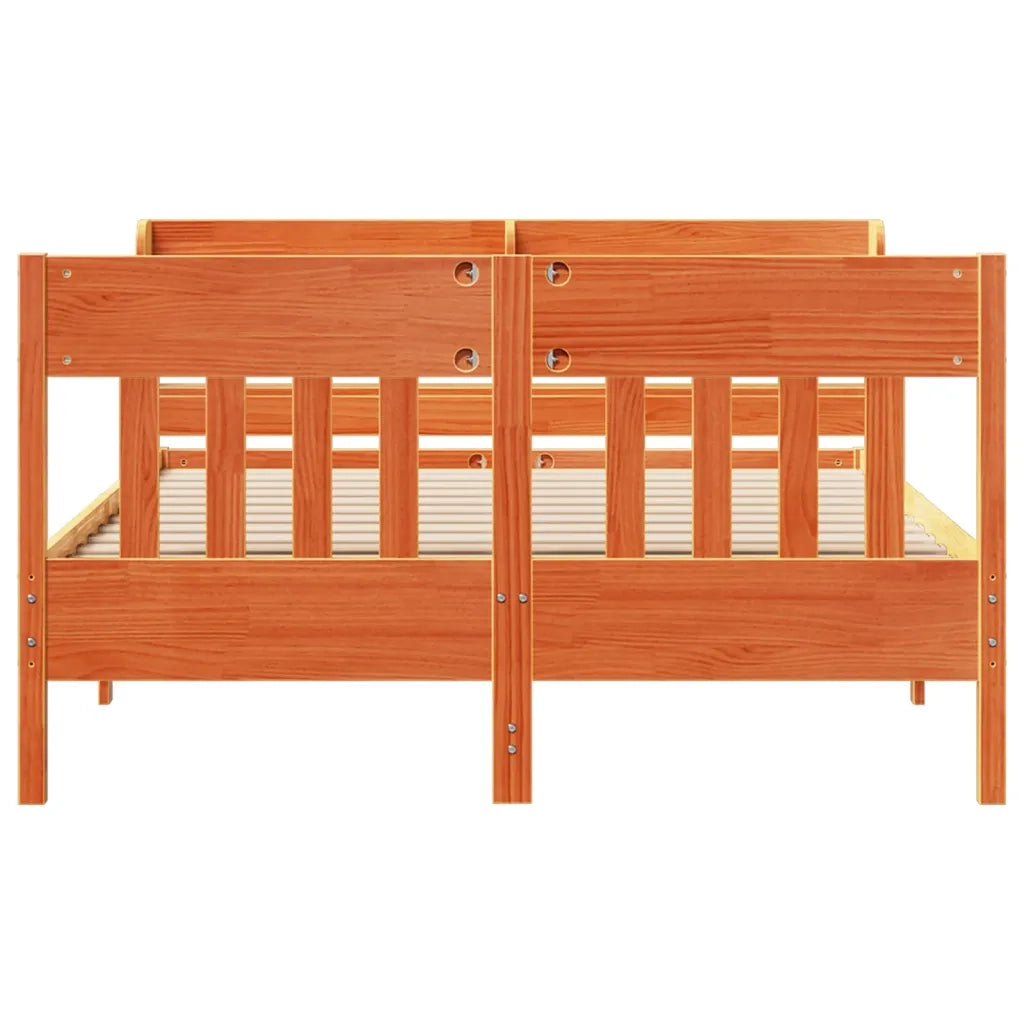 Letto senza Materasso Marrone Cera 140x190 cm in Legno di Pino