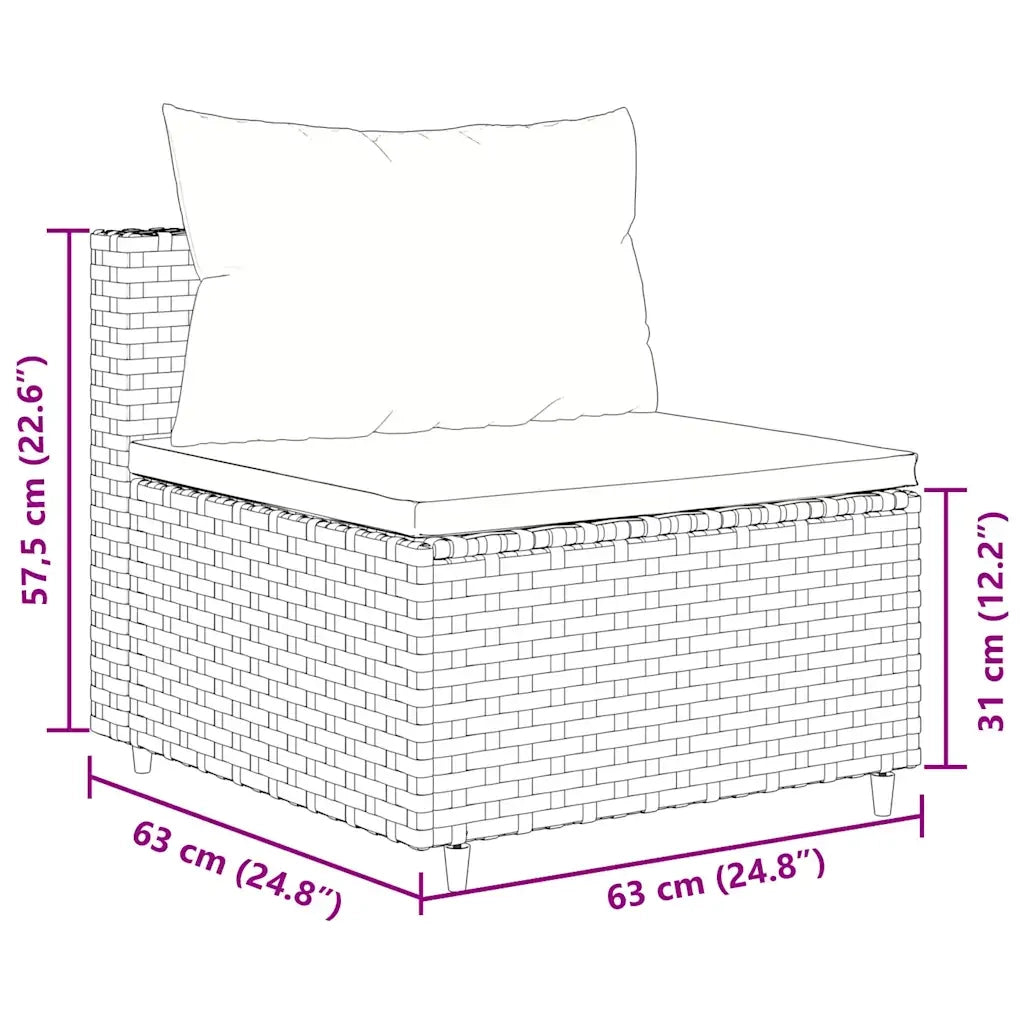Set Divani da Giardino 8 pz con Cuscini in Polyrattan Grigio 3308194