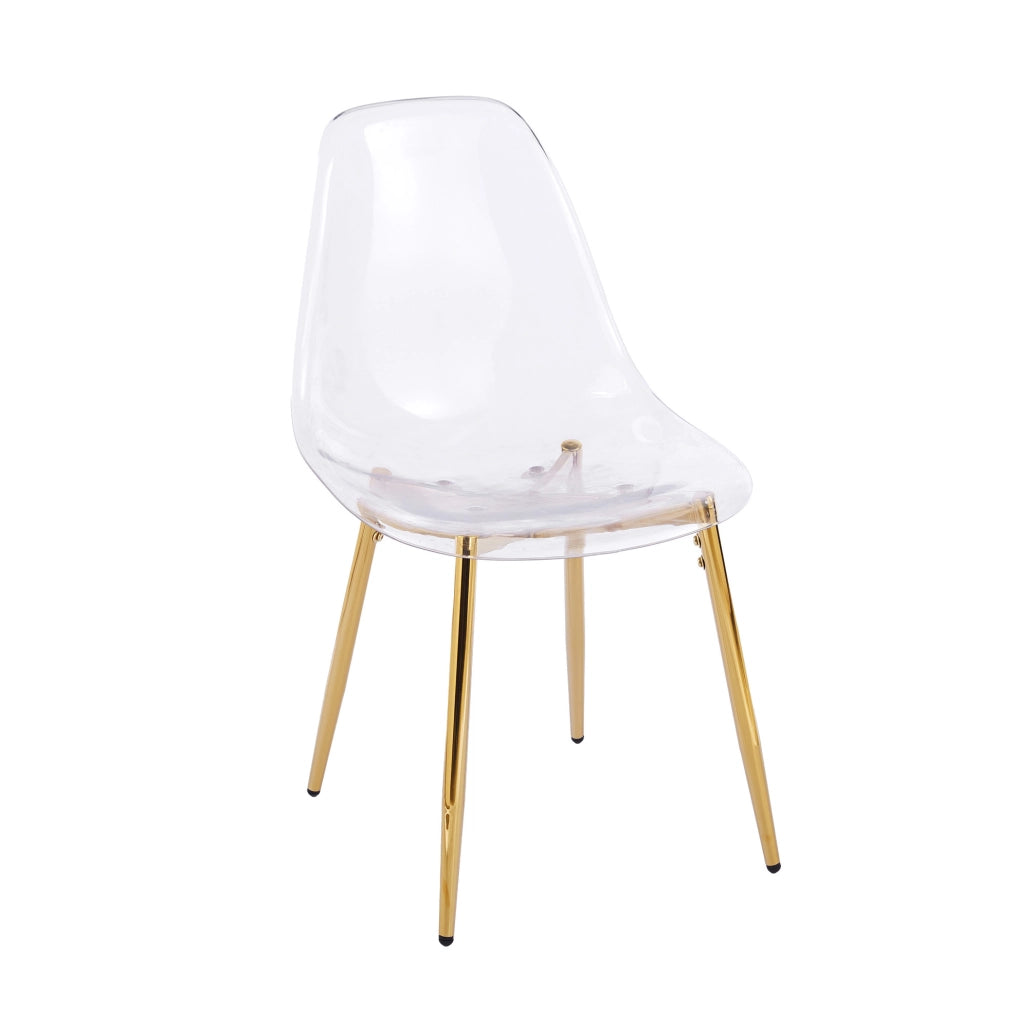 Sedia trasparente in ABS con gambe in metallo color oro