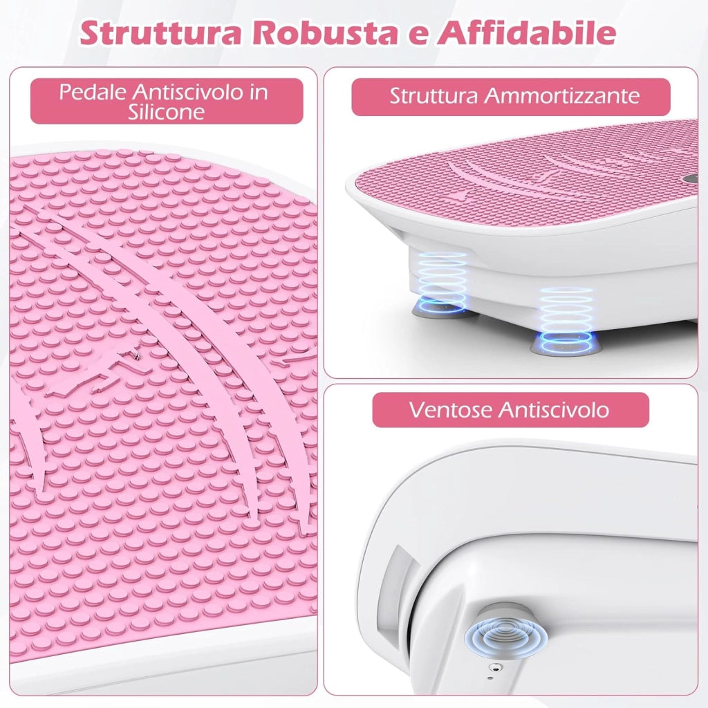 Pedana Vibrante Dimagrante, Piastra Vibrante con 10 Livelli di Vibrazione e Timer, Schermo, Telecomando, Superficie Antiscivolo e 4 Ventose, Allenamento Modellamento Muscolare