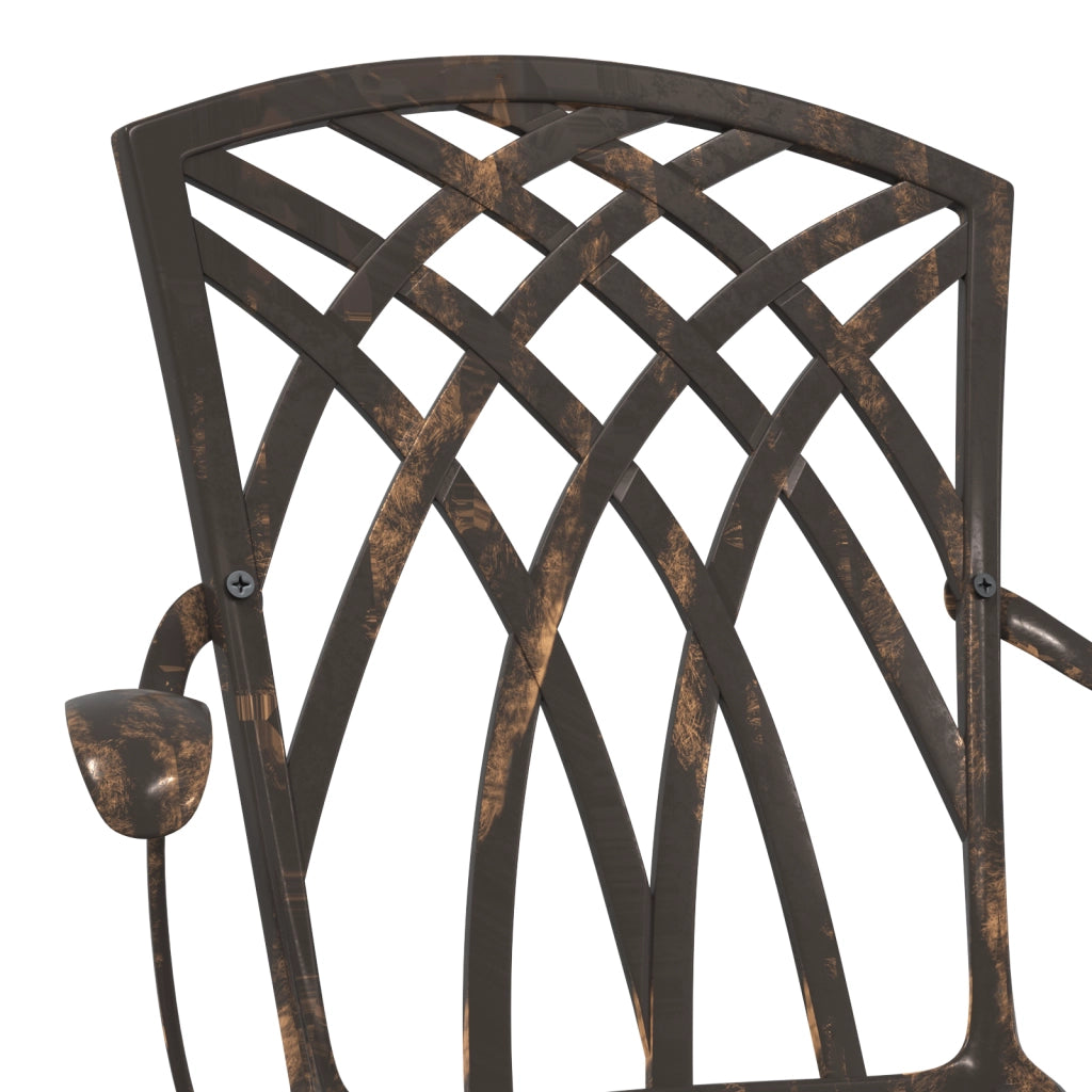 Set di 2 Sedie da Giardino in Alluminio Fuso Bronzo