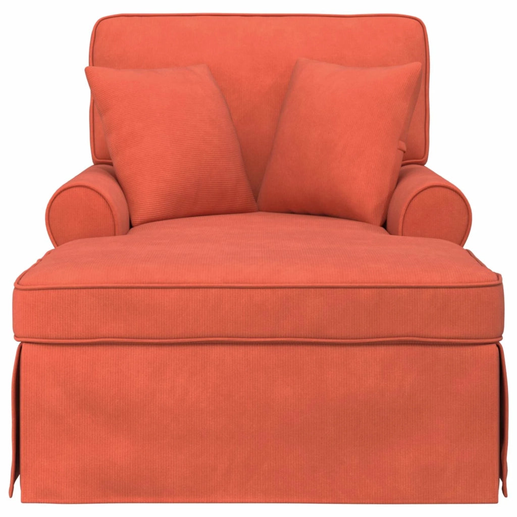 Chaise Longe con Gonna 3 pcs Rosso Arancio Tessuto in Cords