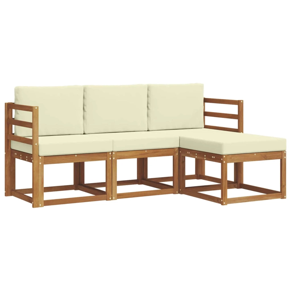 Set di divani da esterno con cuscino 4 pcs Naturale e Crema