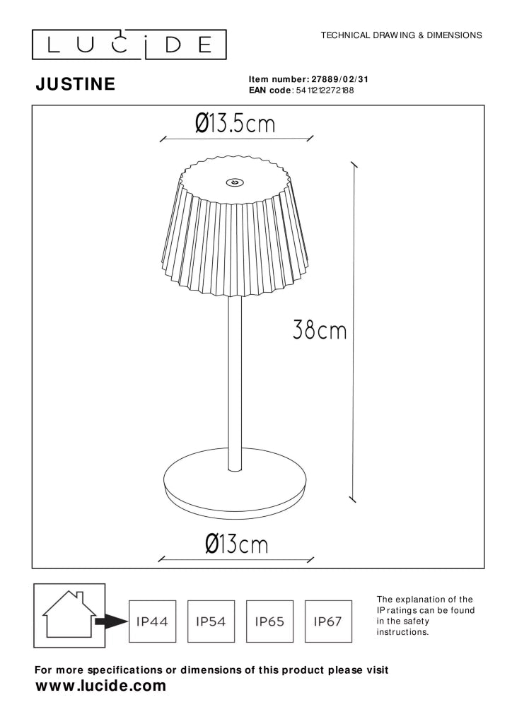 Lampada da tavolo outdoor bianca LED 2W ricaricabile Lucide