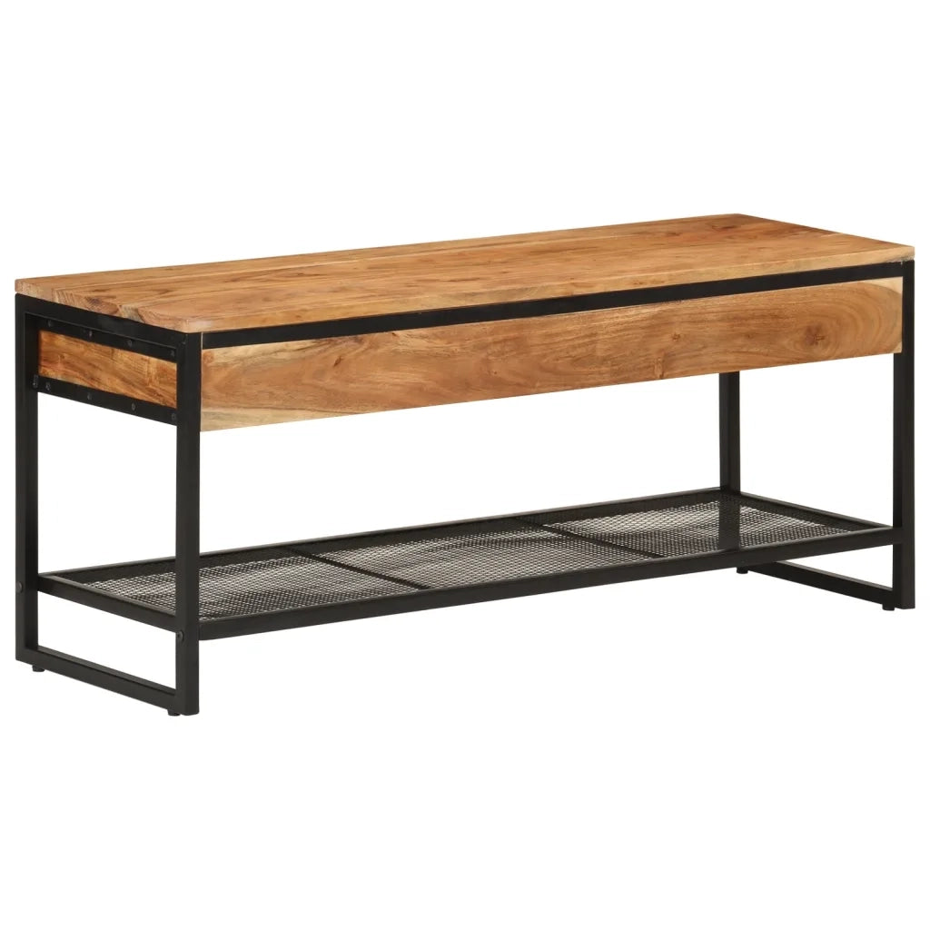 Panca da Corridoio-Sgabello-Panca da esterno 110x35x45 cm Legno Massello di Acacia e Ferro