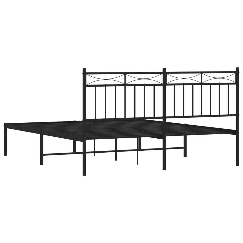 Giroletto con Testiera in Metallo Nero 160x200 cm 373694